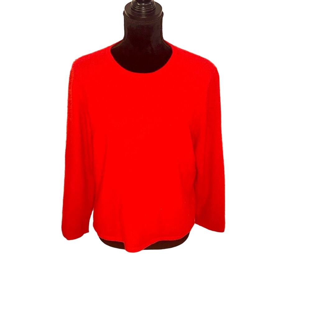 Vtg Queen of Scots Size XL Red Cashmere Sweater Pullover Long Sleeves Round Neck